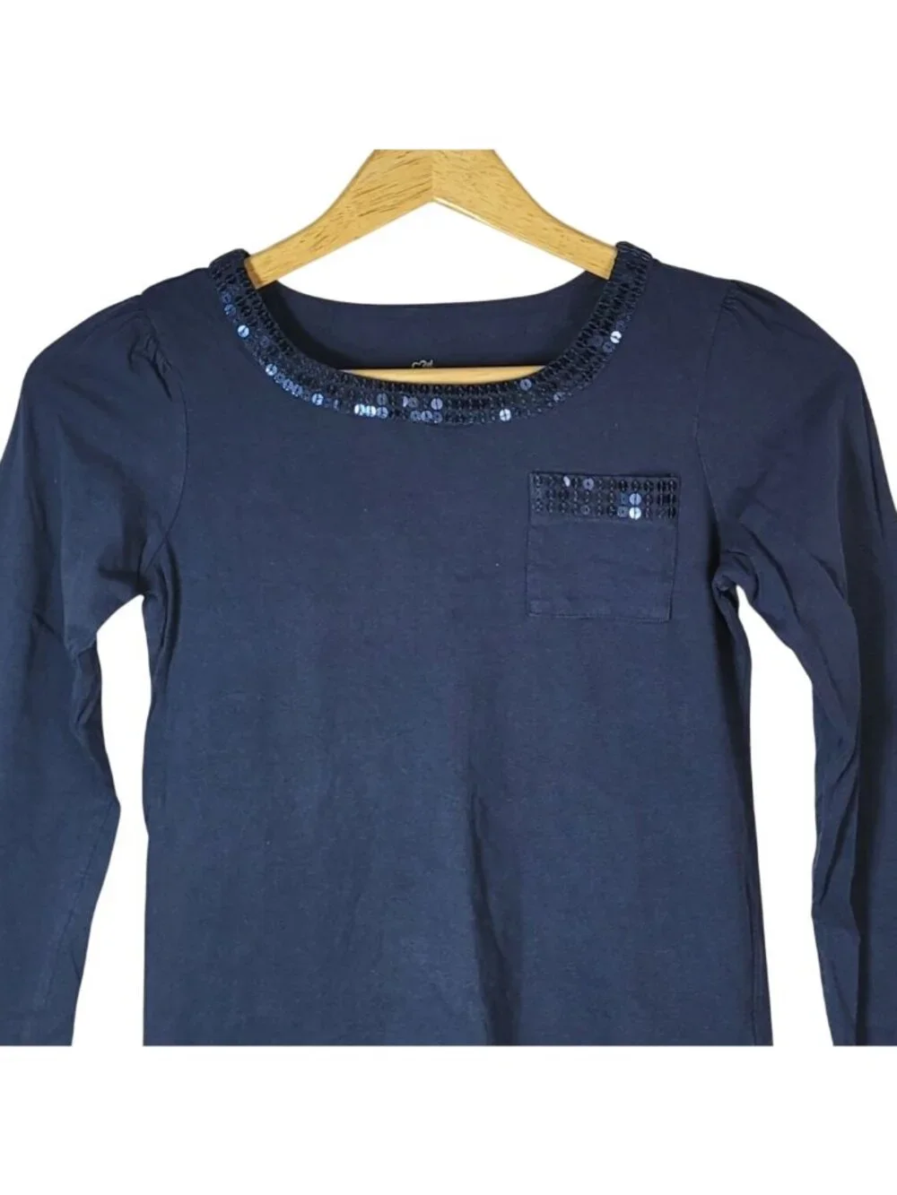 Children's Place Girls Sequin Pullover Top Blue Size 10 Large Long Sleeve Solid